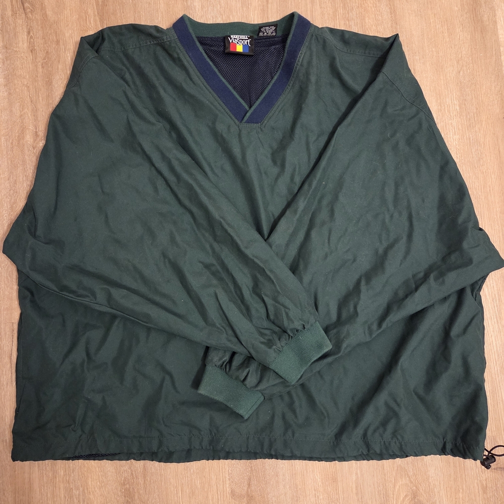 Vintage VanSport Forest Green V-Neck Windbreaker Pullover 3XL